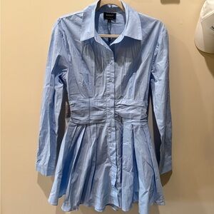 Bardot Leoni Mini Shirt Dress in Light Blue